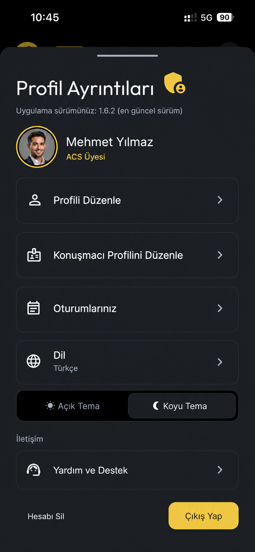 Anonim kullanıcı ile ACS Max profil ayrıntıları ekranı